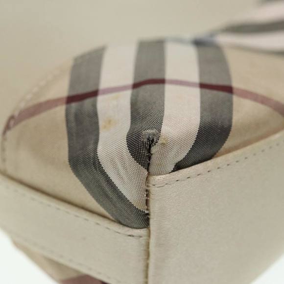 BURBERRY Nova Check Hand Bag Nylon Beige Silver Auth 88598 - Picture 13 of 16
